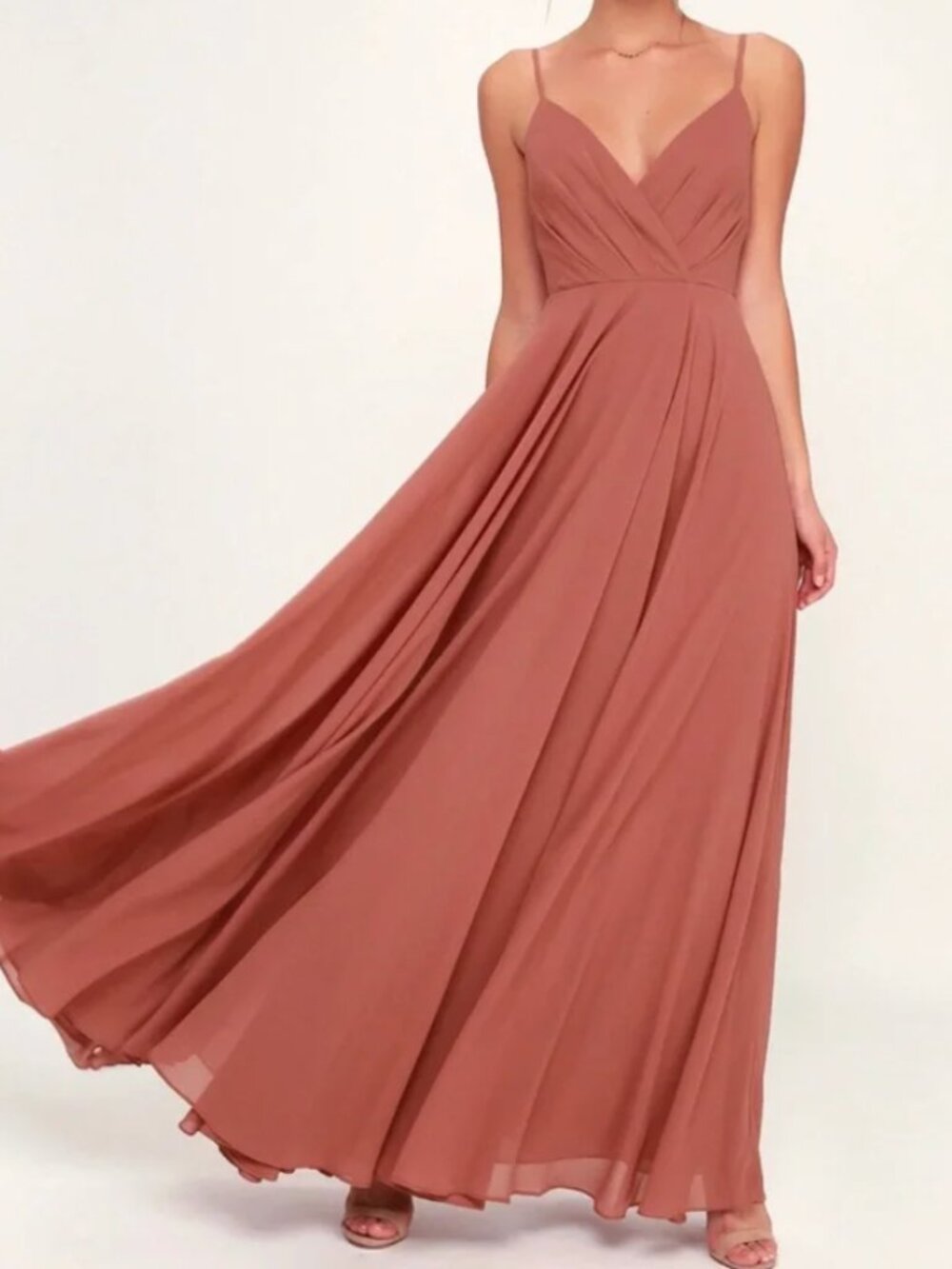 Lulu's All About Love Rusty Rose Maxi Bridesmaid Dress